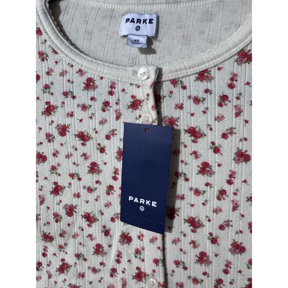 Parke x Target -Women Pointelle Cardigan -  Cream Floral XSmall